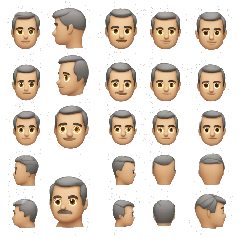 hombre de 50 años cabello cortO CON CANAS Y SIN CANAS emoji