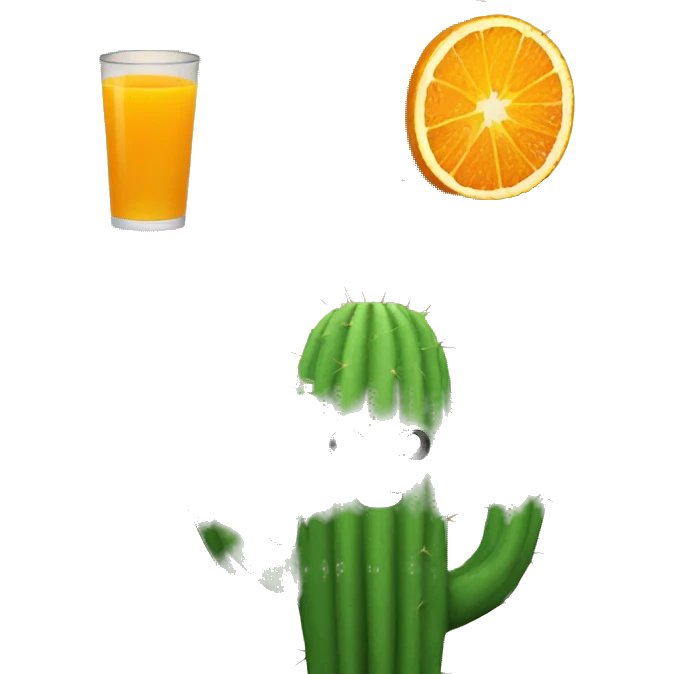 A cactus drinking Orange juice emoji