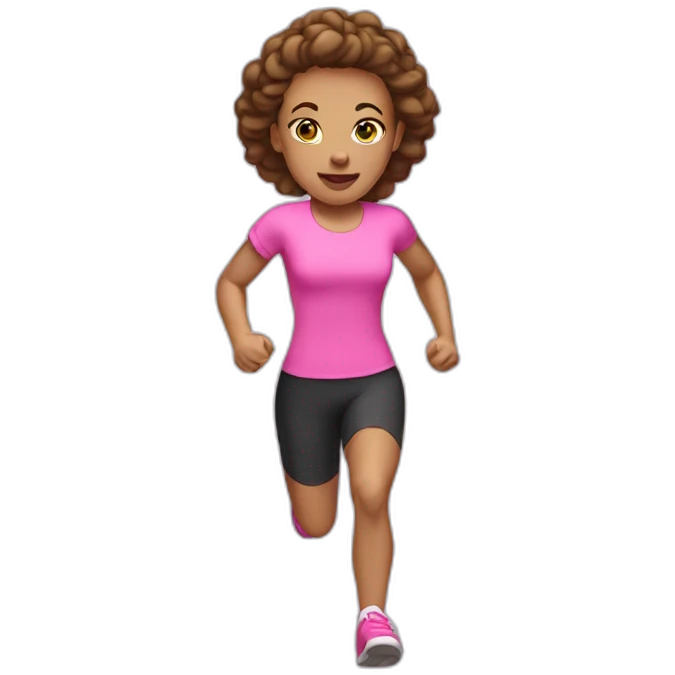 isolated, one running woman with light skin, pink clothes emoji
