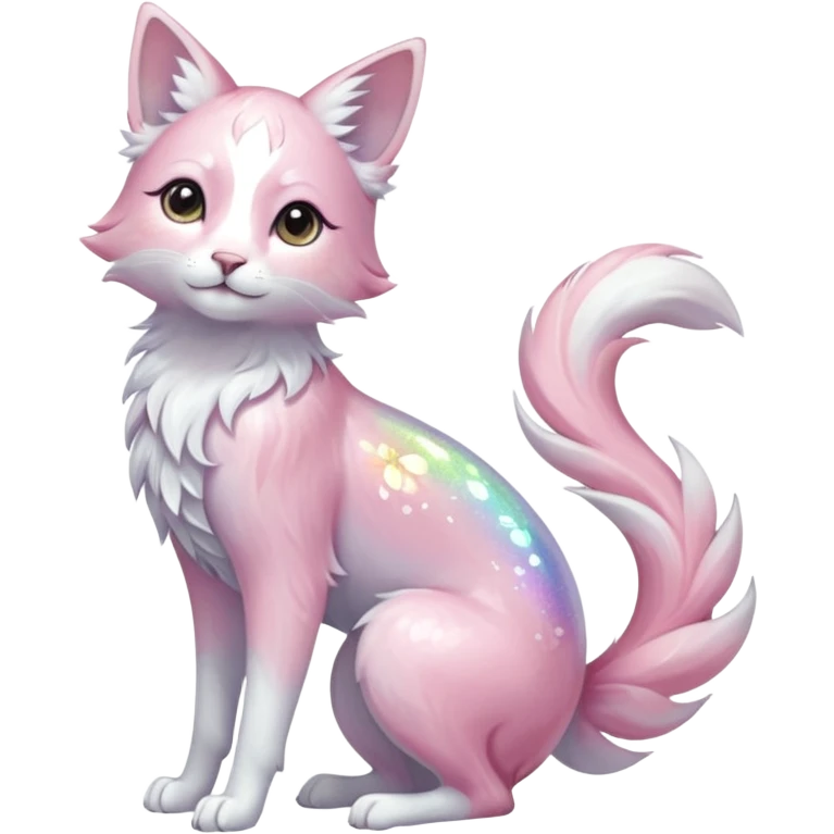 Multicolored sparkly shiny ethereal pastel iridescent light pale cute adorable pretty feminine elegant realistic floral exotic marble-Sakura-Falvie-Fionbri-fursona, full body emoji
