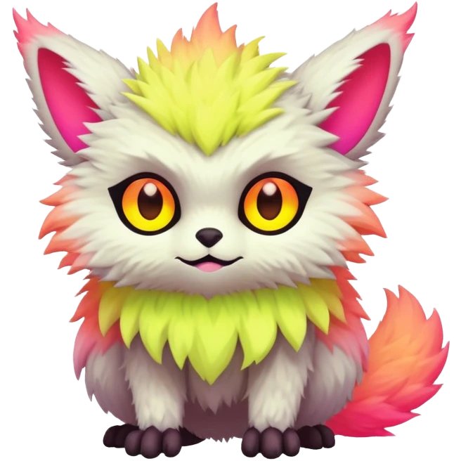 lush warm-colored neon-colored Fakémon-Trico-creature emoji