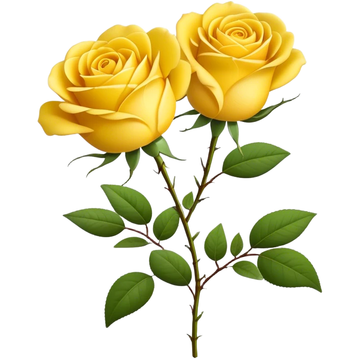 single Sunshine Yellow Tea Rose, straight stem emoji