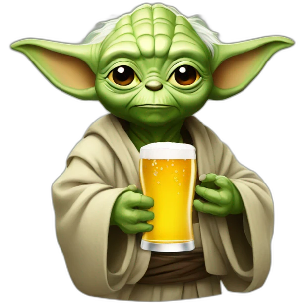 Yoda drinking a beer emoji