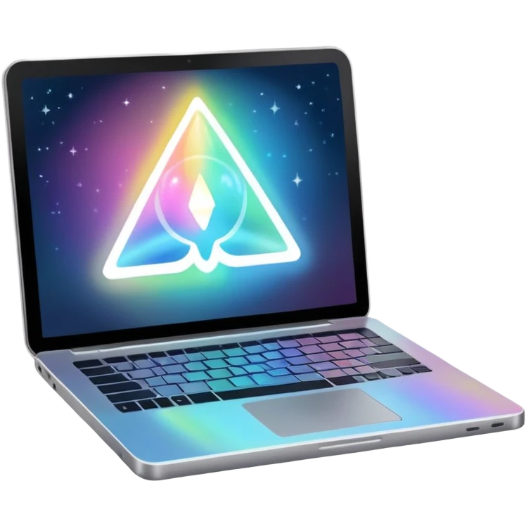laptop with magical aura emoji