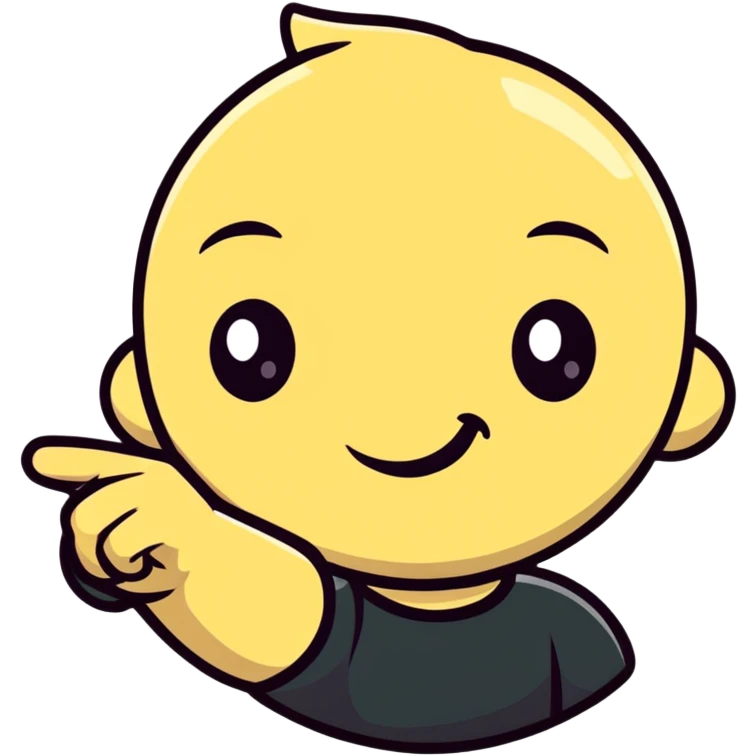 A single sticker that combines a pointing finger and a smirking face - a face with a sly smirk that has one arm extending with a pointing finger emoji
