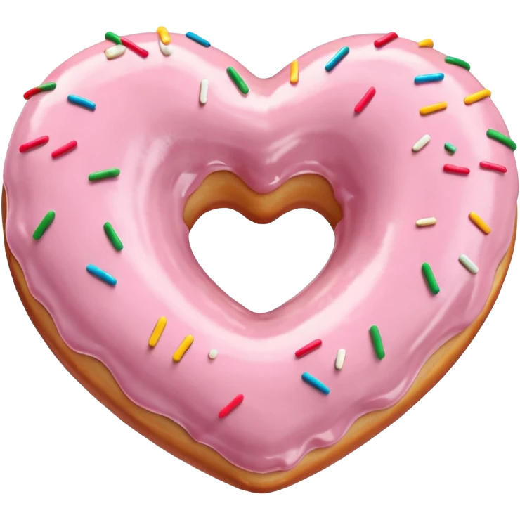 Realistic isolated heart shaped donut with pale pink & glaze. emoji