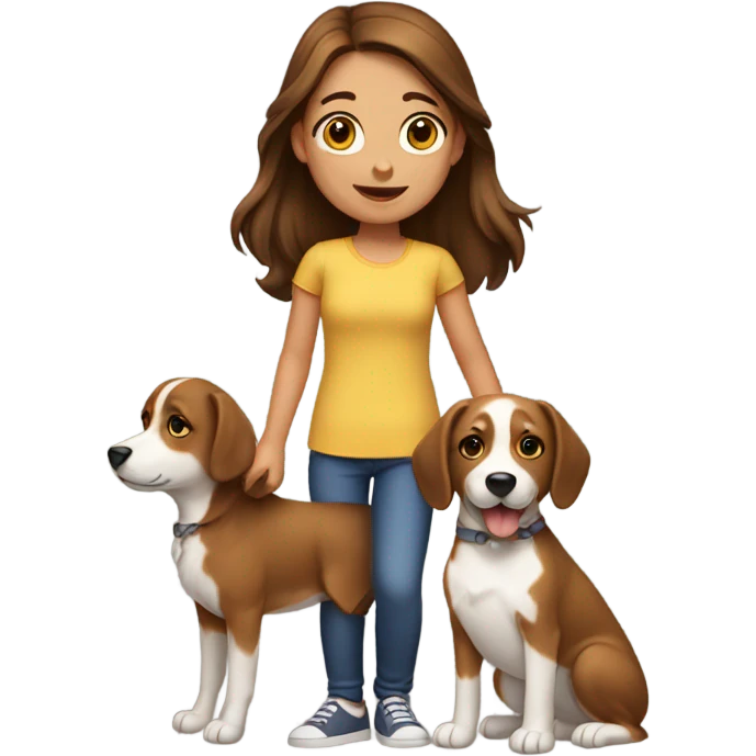 Girl with brown hair and a dog emoji