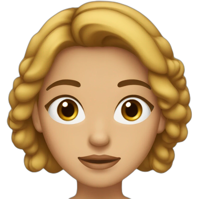 Mujer cabello castaño, ojos color miel, piel blanca y ojos almendrados emoji