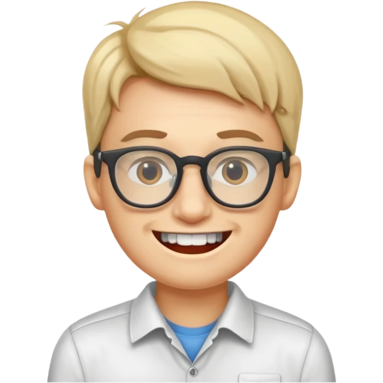 geeky software engineer with glasses and protruding teeth, simple, clear emoji style emoji