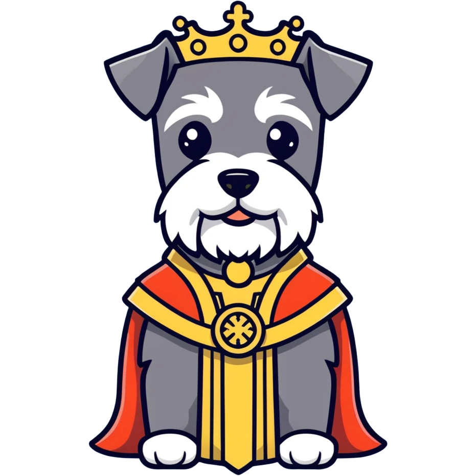 Miniature schnauzer dressed up as a Spanish emperor  emoji