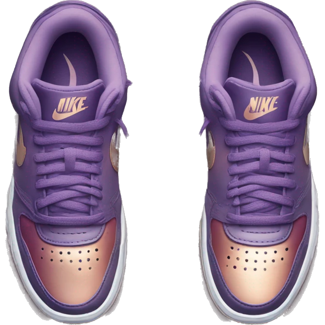 photorealistic pair of metallic dark purple to rose gold ombre Nike Sneakers emoji