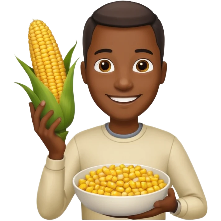 BLACK MAN HOLDING AN COOK CORN BOWL emoji