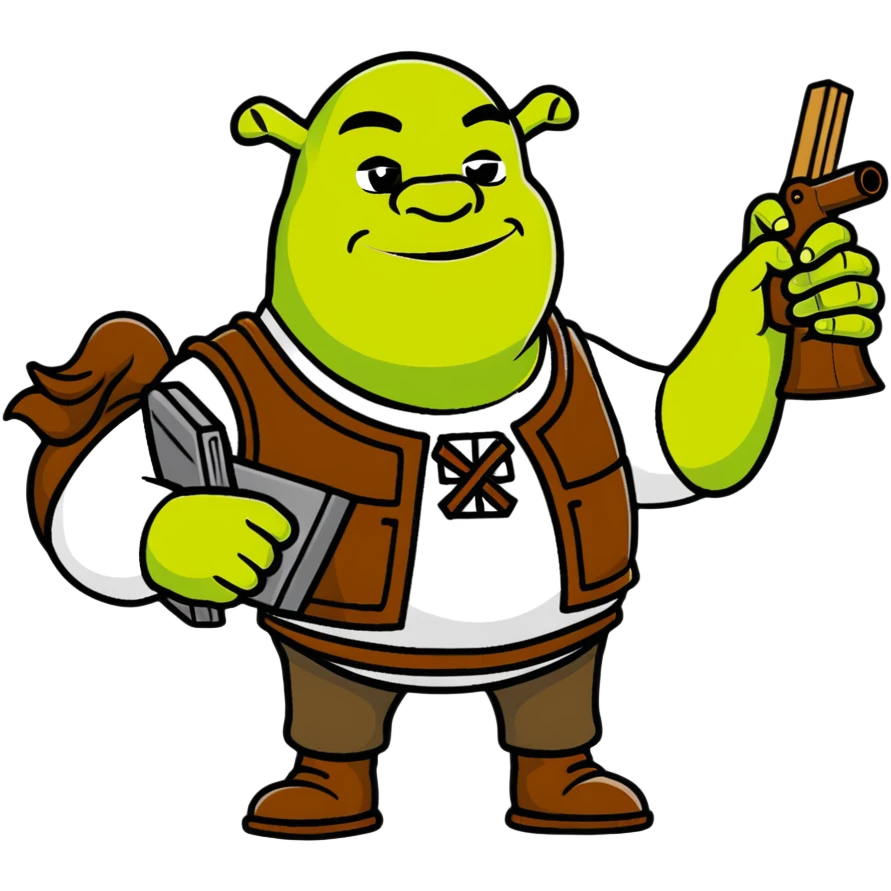 Shrek with two glocks emoji