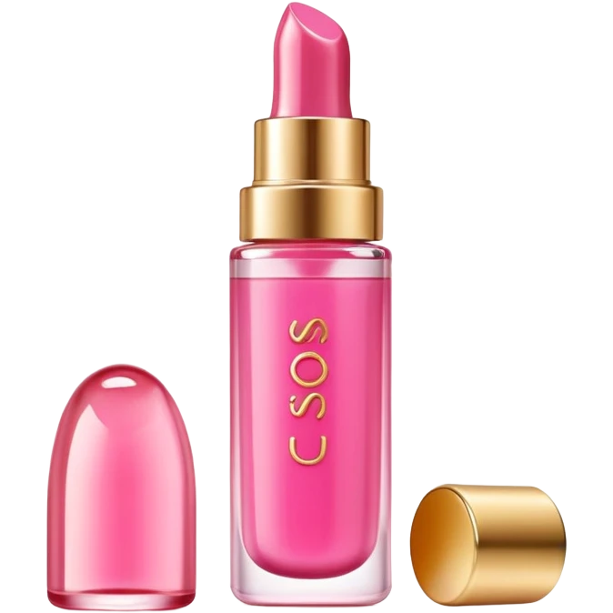 Gisou lip oil in pink color, small transparent bottle with gold cap, pink-tinted lip gloss, honey-infused beauty product emoji
