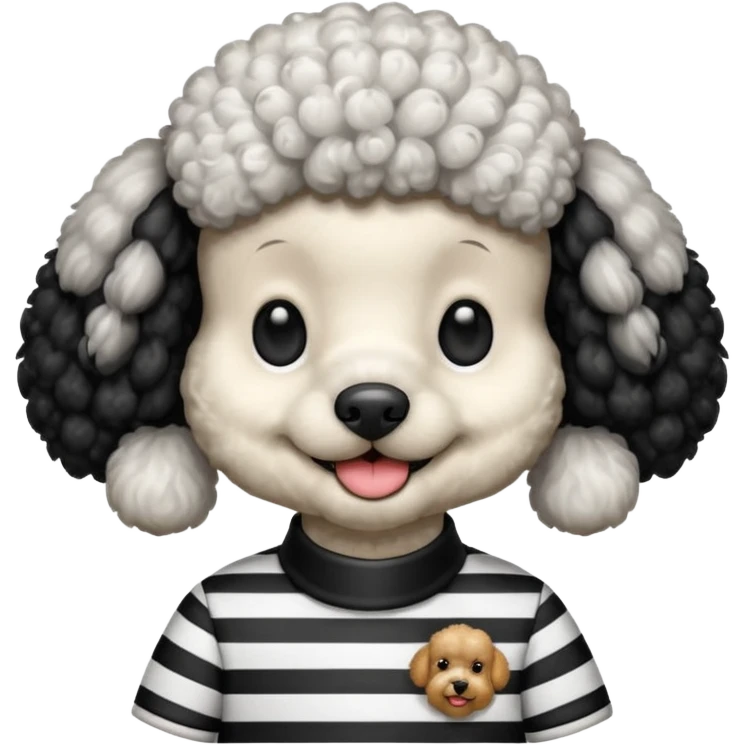 Poodle wearing black and white stripe shirt  emoji