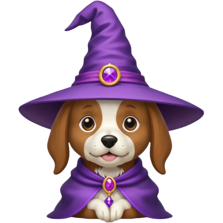 dog wear purple wicth hat emoji