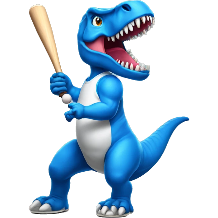 blue t rex playing baseball emoji