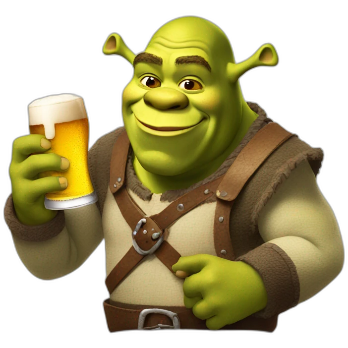 Shrek avec une bière emoji