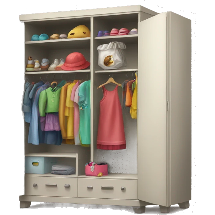 wardrobe with children's things emoji