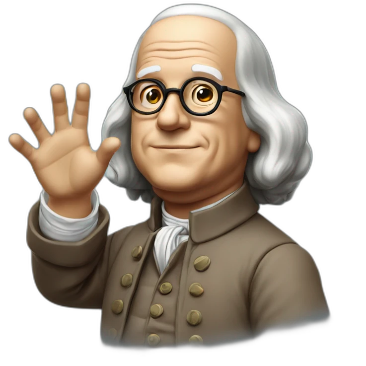 benjamin franklin with an arm up closed realistic emoji