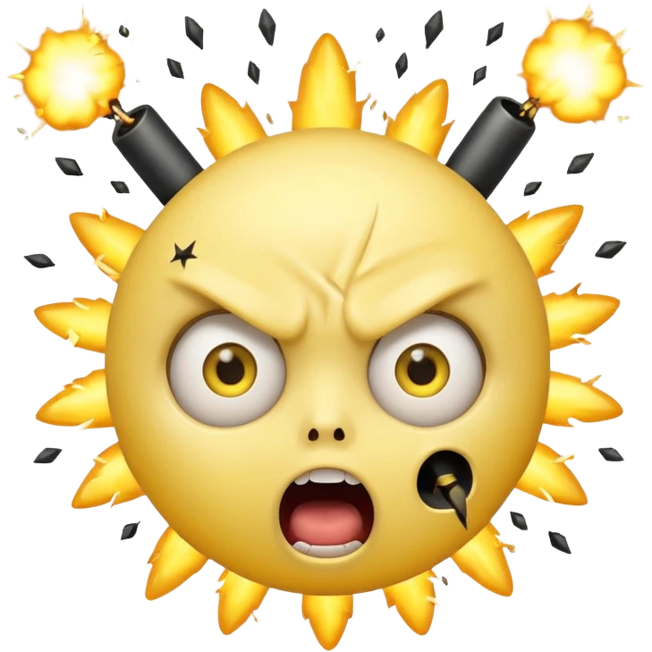 Create a mind blowing face with bombs coming out as a yellow face like 🤯 emoji