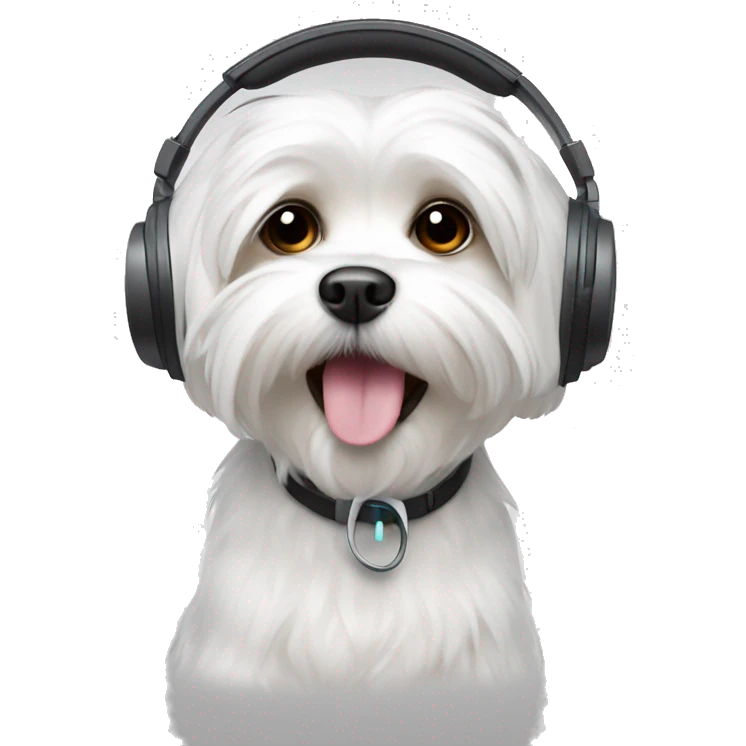 maltese with headphone emoji