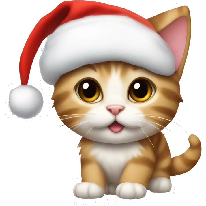 a kitten in a Santa Claus hat emoji