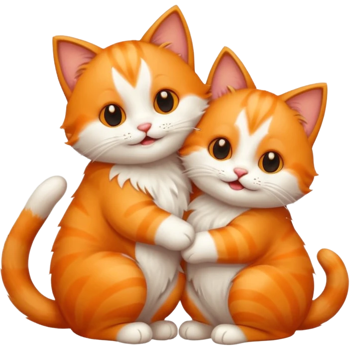 two happy cats hugging emoji