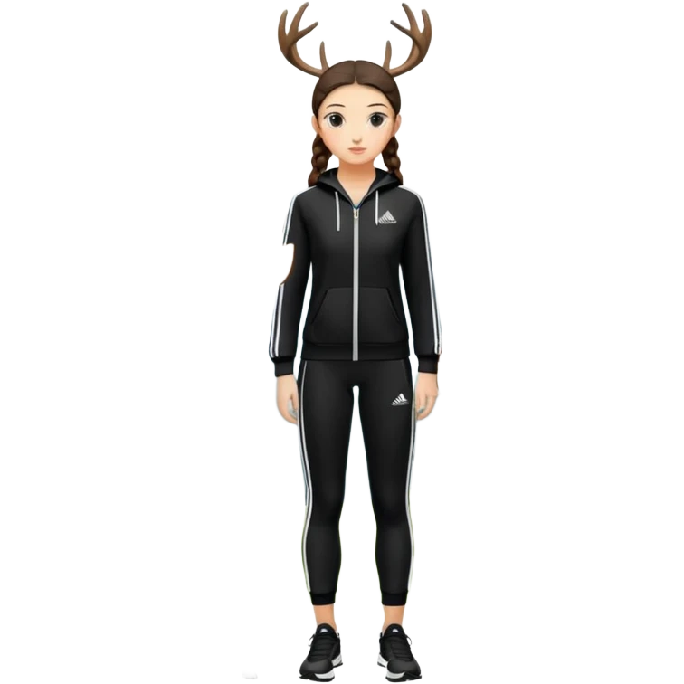 Girl Deer adidas black sport suit  emoji