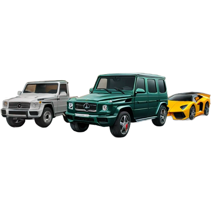 garage with Lamborghini and g waggon emoji