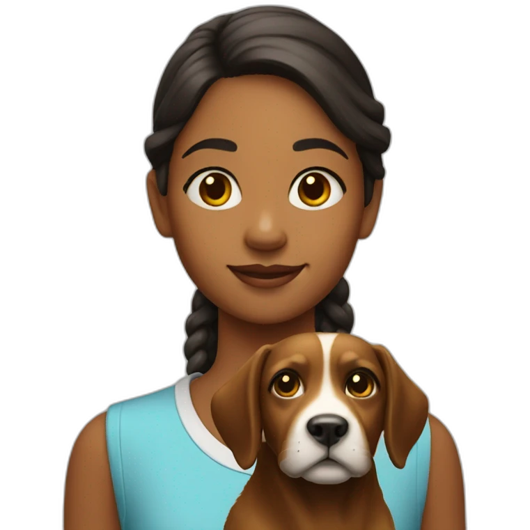 Girl with a russell dog emoji