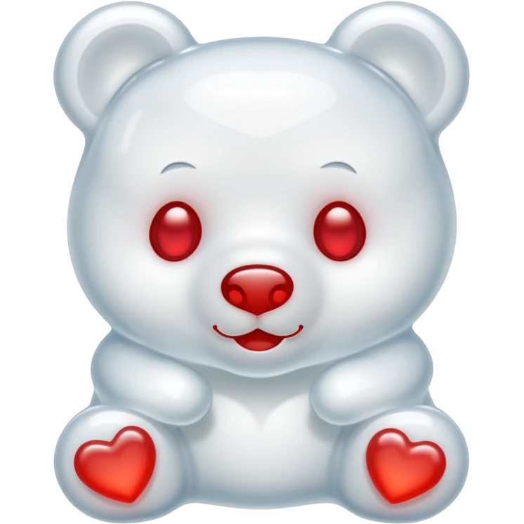 White heart-shaped jelly bear with red eyes emoji
