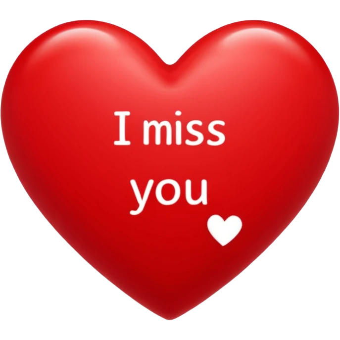 I miss you text inside a red heart with little red hearts around it emoji
