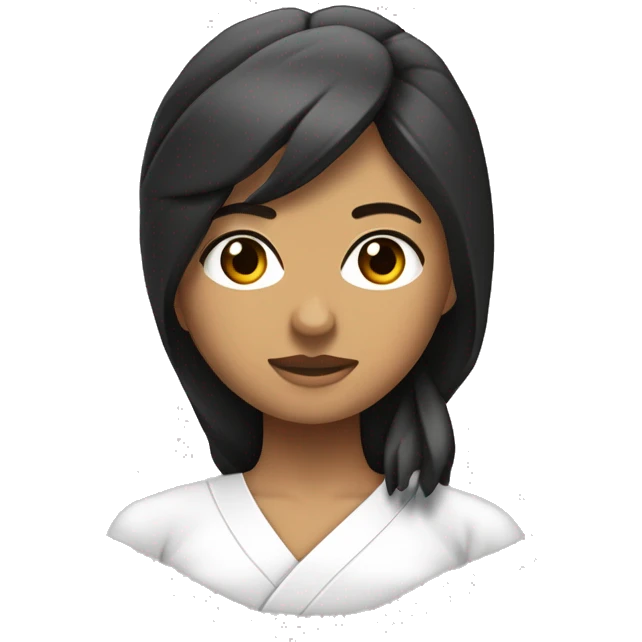 Genera un moreno de cabello ondulado con un orte urbano, de ojos marrones claro, musculoso, vestido con un uniforme de karate con una cinta negra amarrada en la frente emoji
