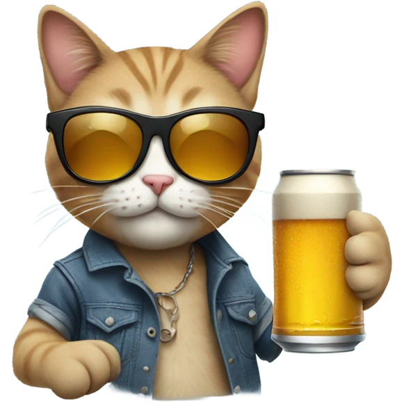 Cat with sunglasses and beer emoji