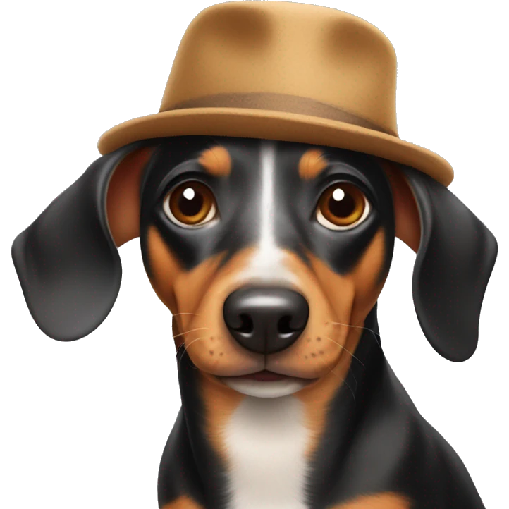 weiner dog wearing a hat emoji