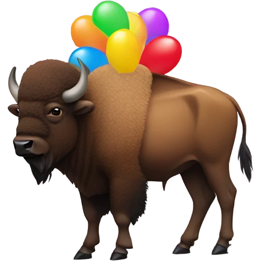 Bison celebrating with balloons emoji