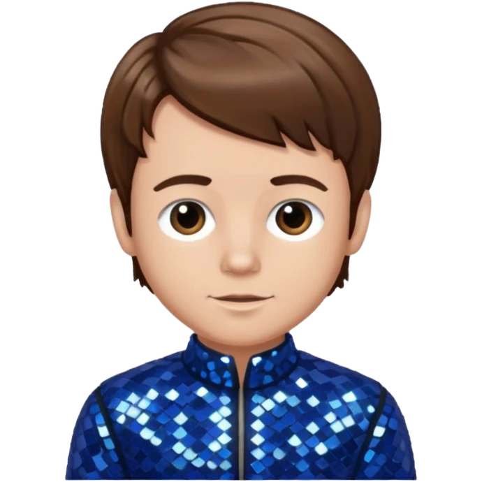 Wee Man from Jackass with brown hair, dark blue sequin outfit emoji