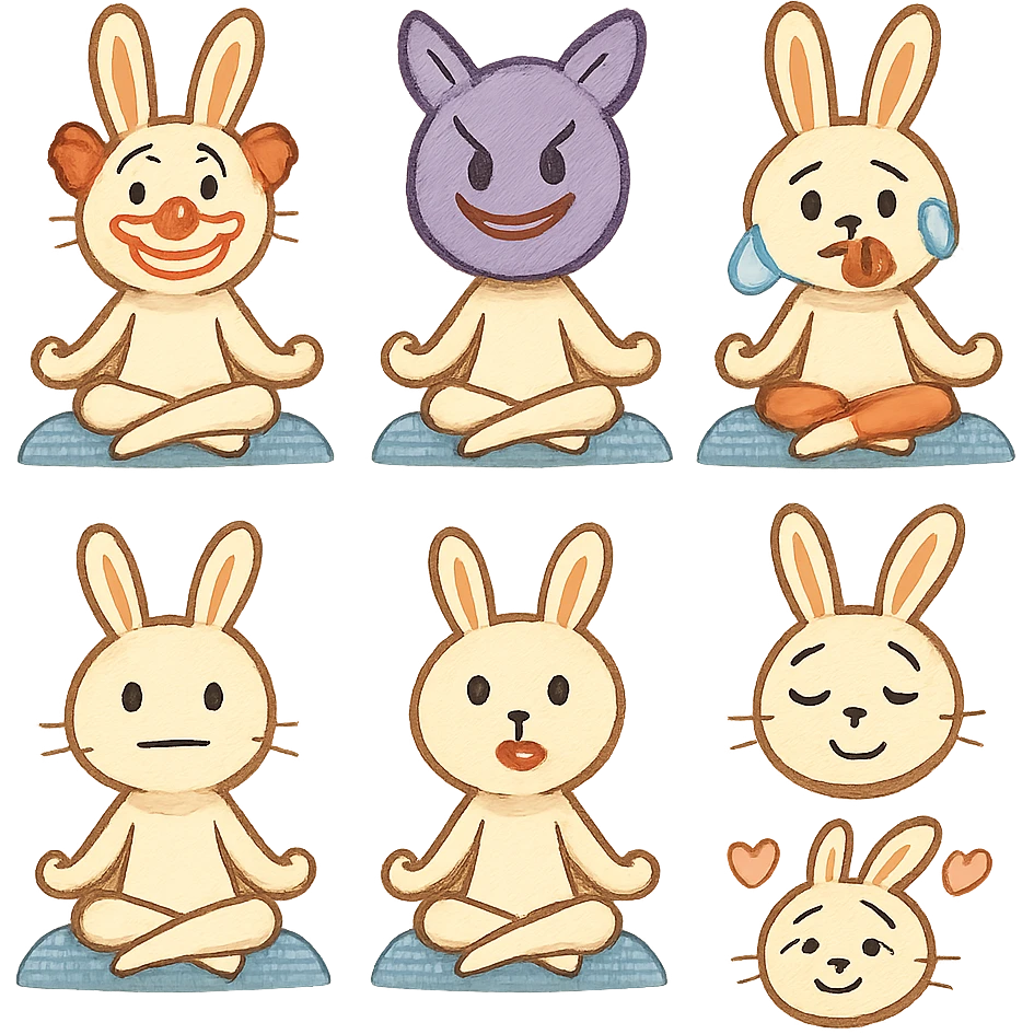 A rabbit with yoga emoji