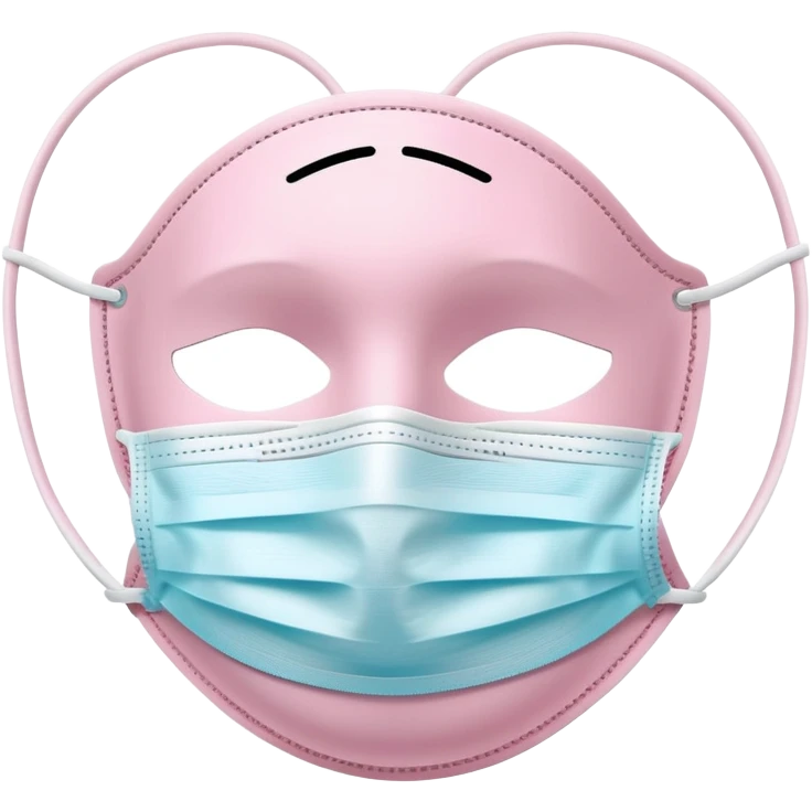 Pale pink surgical face mask isolated on white background, no human, no animal emoji