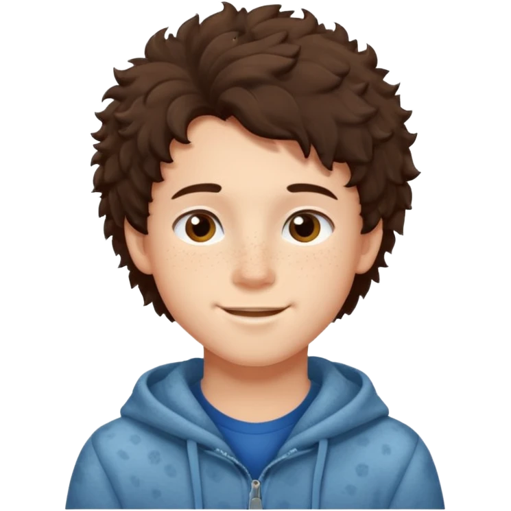 cute brunnete boy with fluffy hair light skin and freckles emoji