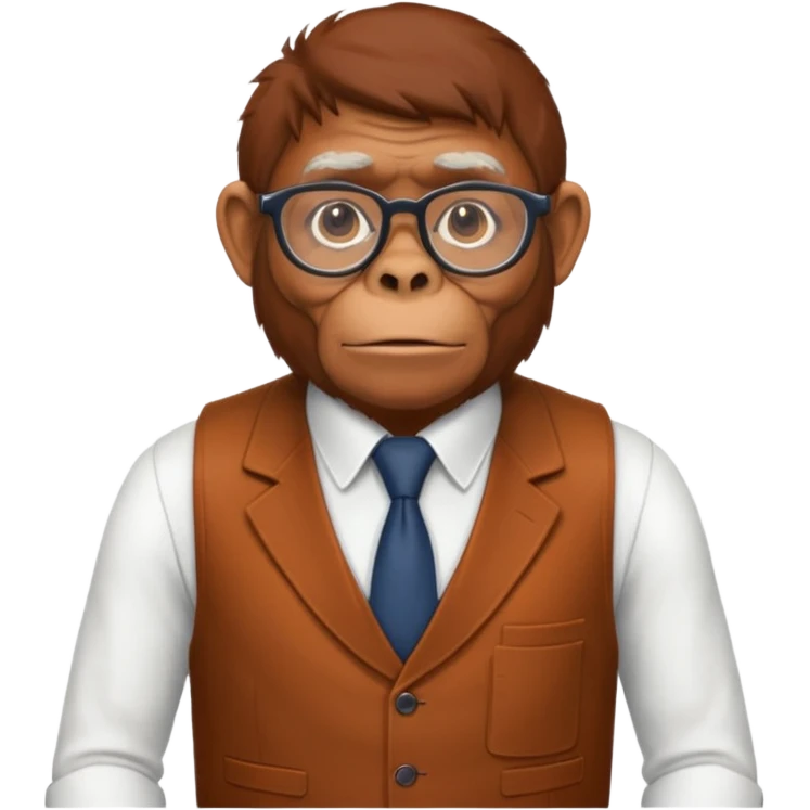 Orangutan secretary, old, glasses, vest emoji