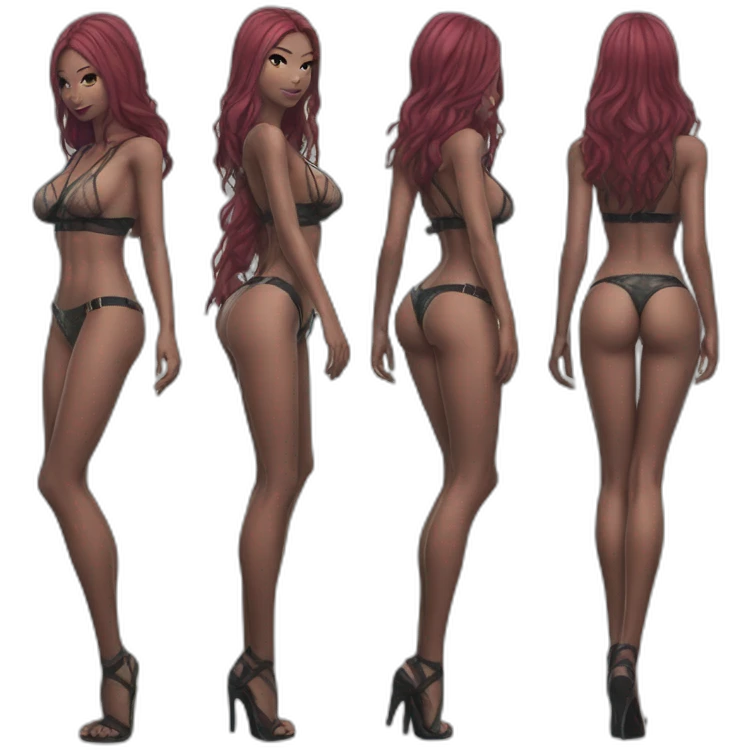 Katarina posing legs and ass in fishnet bikini sfw emoji
