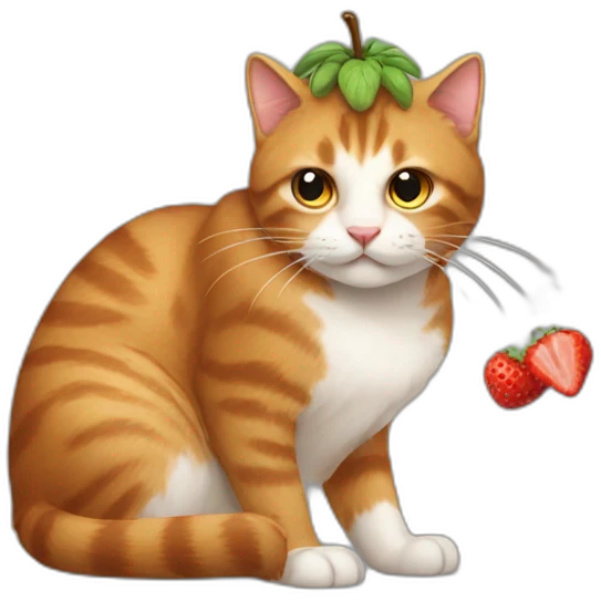 cat with strawbeey in his back emoji