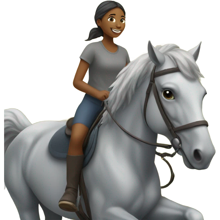 girl enjoying nature outdoors on a grey horse emoji