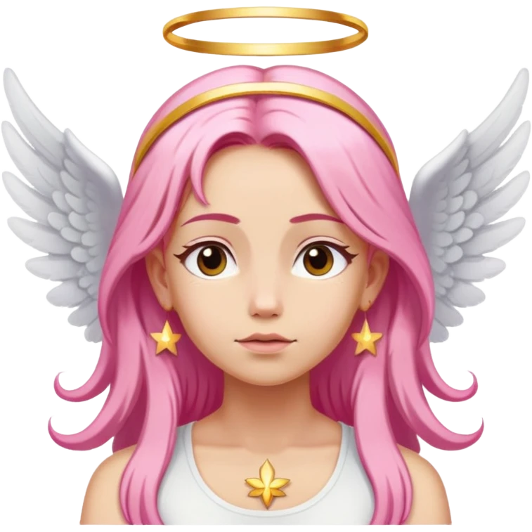 woman with long blonde hair as an angel meditating with pink hair accessories emoji