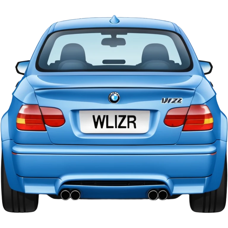 Make me an emoji with a blue bmw M3 and some kind of sign that says ‘W LZR’ emoji