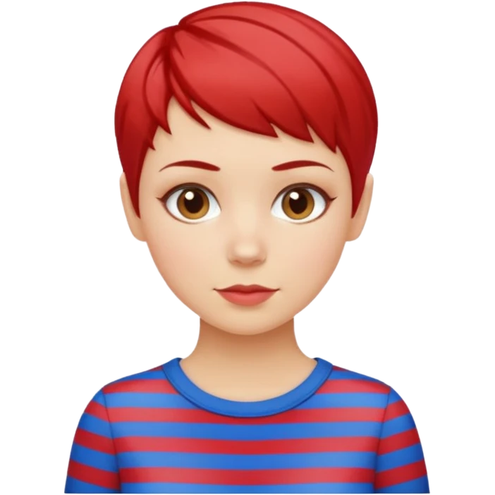 white girl pixie cut red and blue shirt emoji