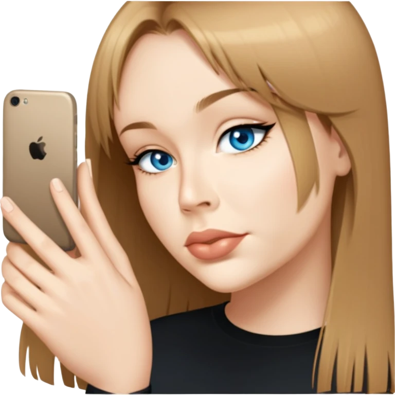 female, wearing black shirt, long middle-blonde hair with thin bangs emoji