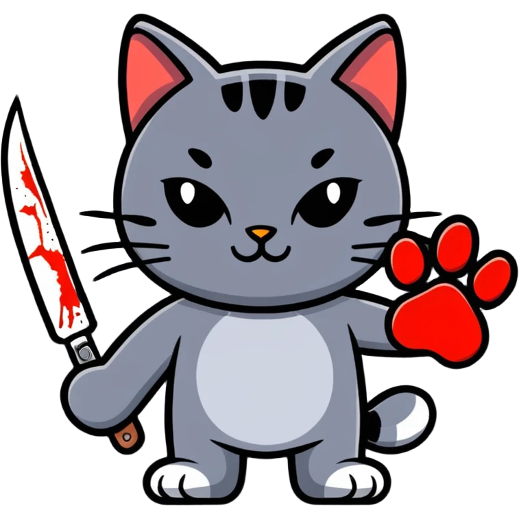 cat paw holding a bloody knife emoji